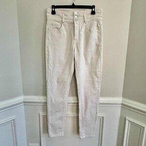 Ann Taylor Size 6 High Waist Skinny Three Button Beige Cream Jeans 29 Inseam